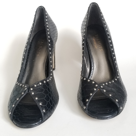 Talbots Black Textured Open Toe Heels, Size 8B - Picture 5 of 12